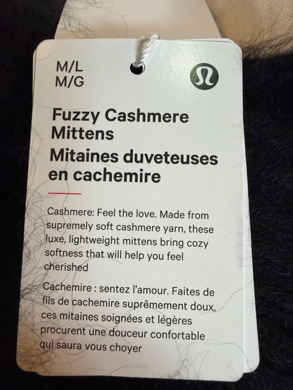 lululemon athletica Black Fuzzy Mittens